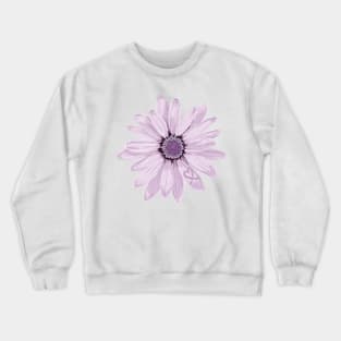 Light Purple Daisy with hidden Heart Awareness Ribbon Crewneck Sweatshirt